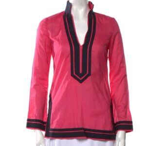 Tory Burch 100% Cotton Kaftan Tunic Top Bohemian Blouse Beach Coverup S